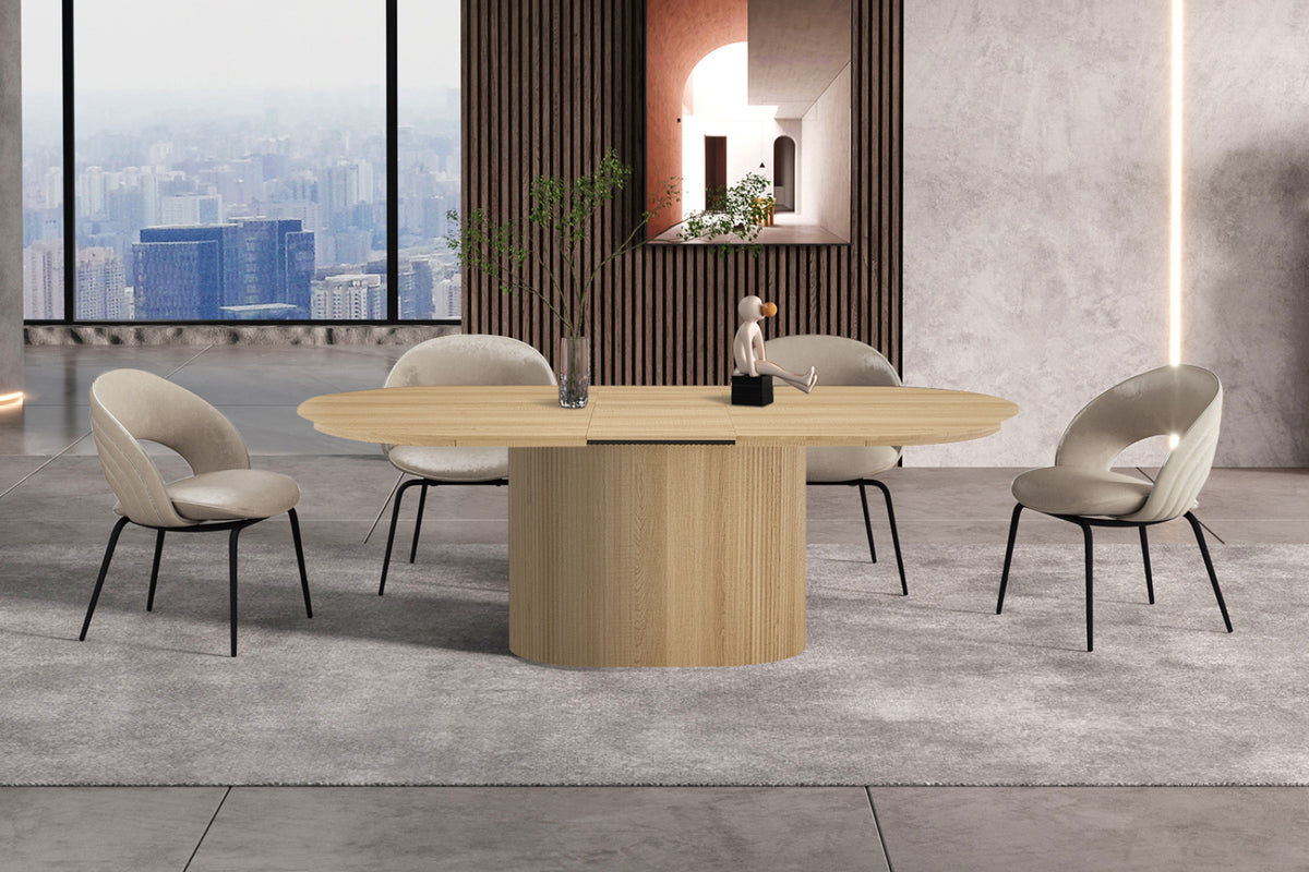 Table extensible Lagos – ovale décor chêne naturel – 180/220 cm