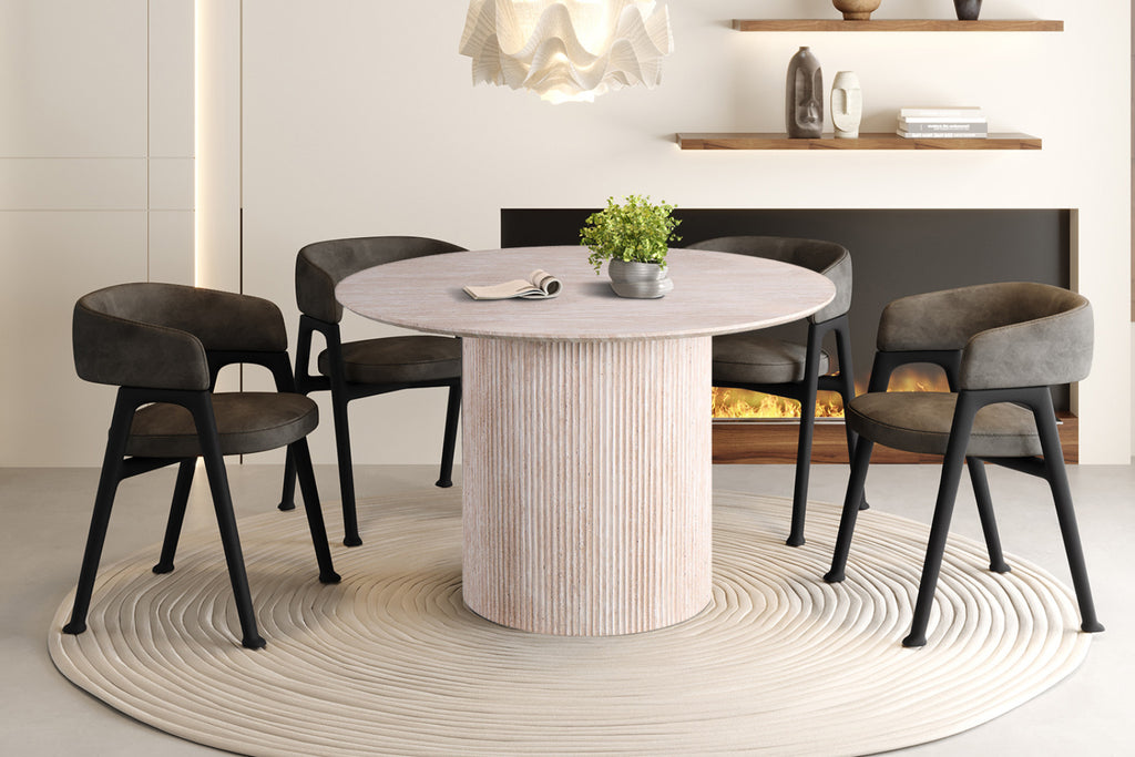 Table Lagos – Travertin beige – Ronde Ø 120 cm
