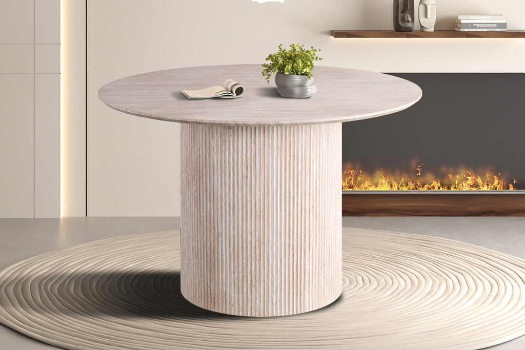 Table Lagos – Travertin beige – Ronde Ø 120 cm