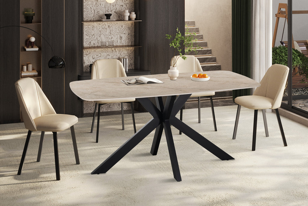Table Apollo – Shakespeare beige brillant – Ovale 160 × 90 cm