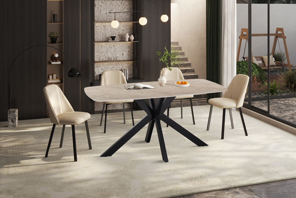 Table Apollo – Shakespeare beige brillant – Ovale 160 × 90 cm