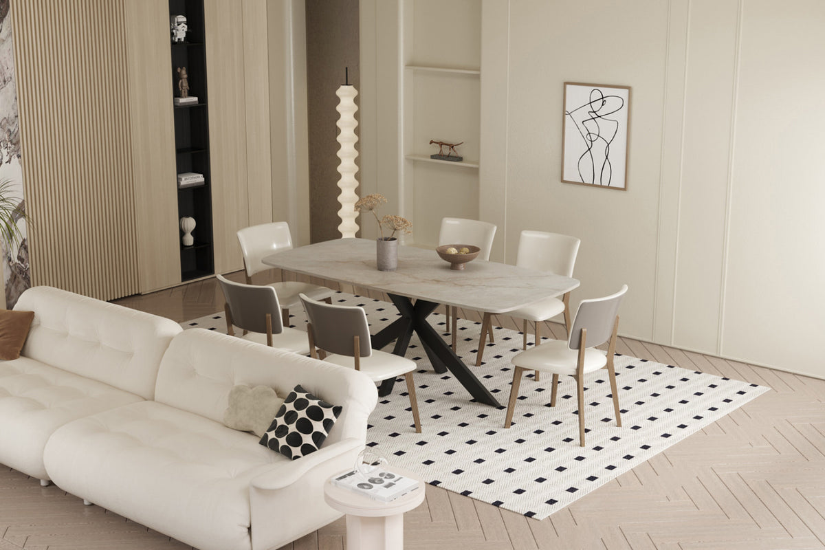 Table Apollo – Shakespeare beige brillant – Ovale 180 × 90 cm