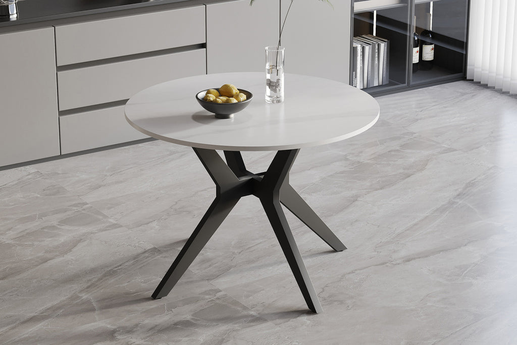 Table Apollo – Blanc neige brillant – Ronde Ø 110 cm
