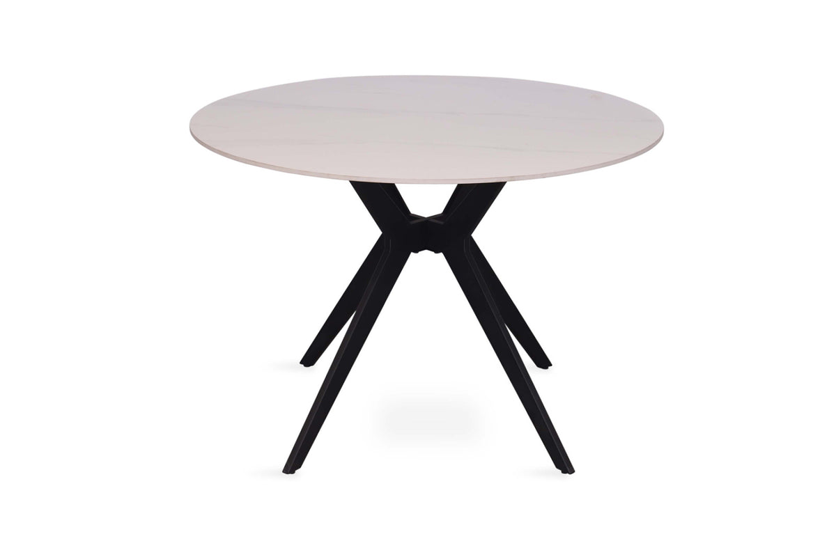 Table Apollo – pierre brillante ronde snow blanc – 110 cm