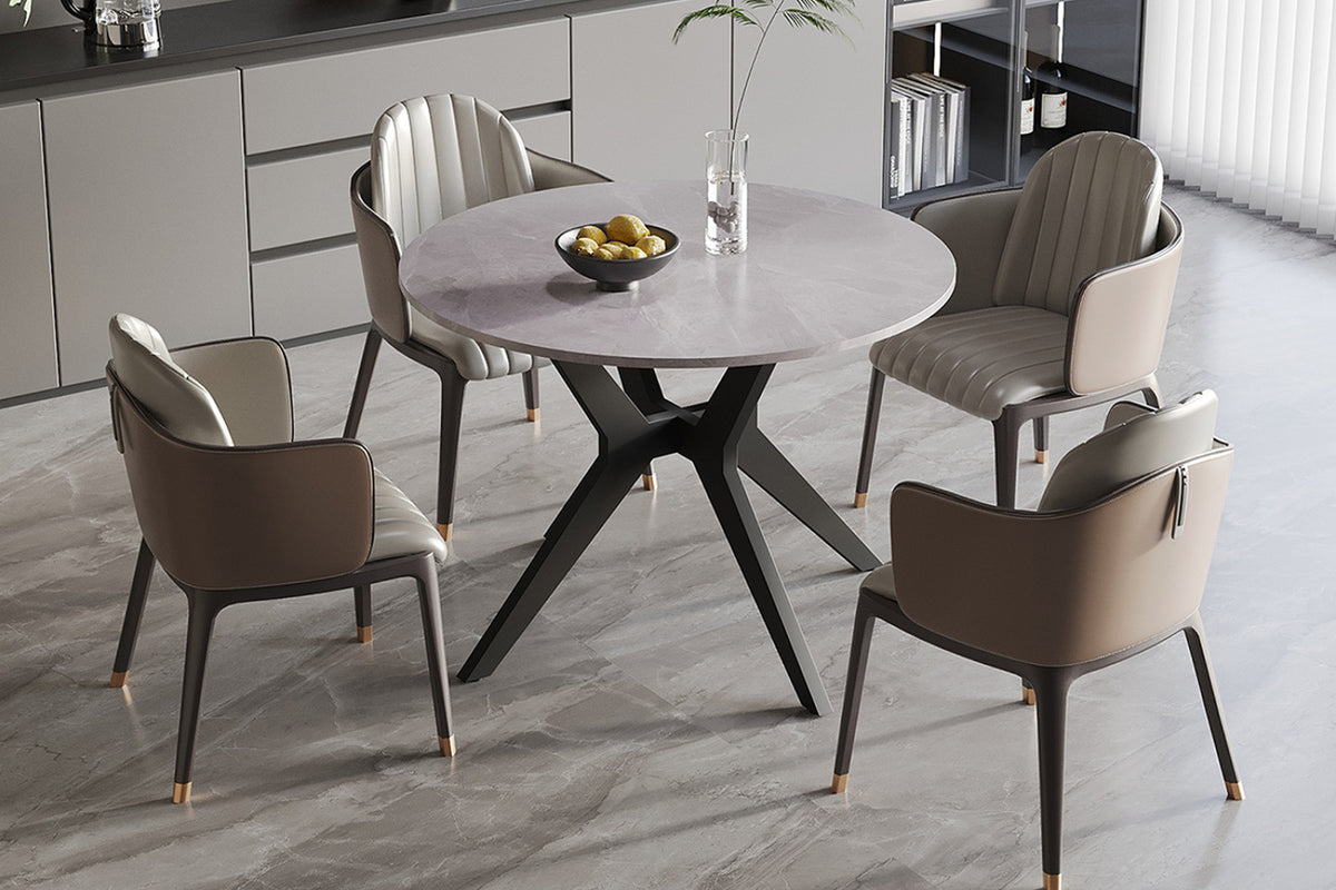 Table Apollo – Gris italien brillant – Ronde Ø 110 cm
