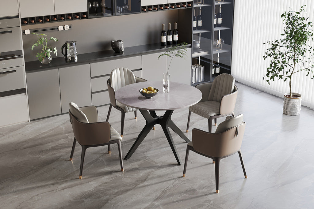 Table Apollo – Gris italien brillant – Ronde Ø 110 cm