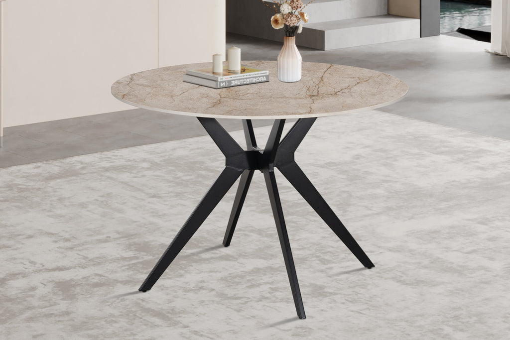 Table Apollo – Shakespeare beige brillant – Ronde Ø 110 cm
