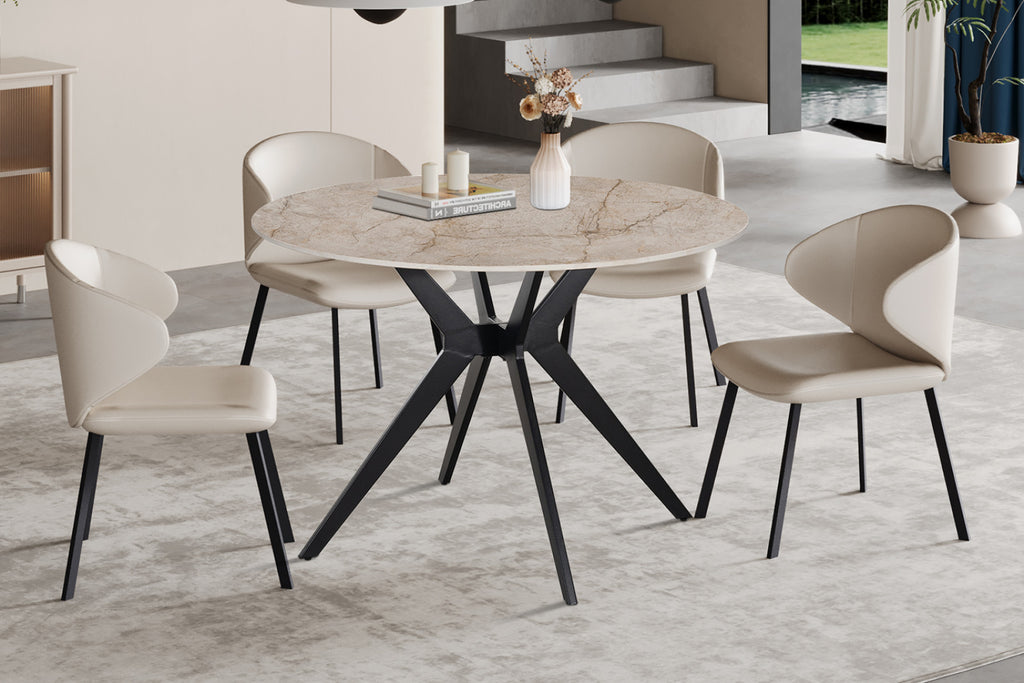Table Apollo – Shakespeare beige brillant – Ronde Ø 110 cm
