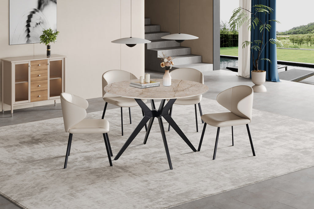 Table Apollo – Shakespeare beige brillant – Ronde Ø 110 cm