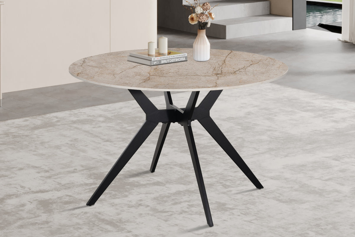 Table Apollo – Shakespeare beige brillant – Ronde Ø 120 cm