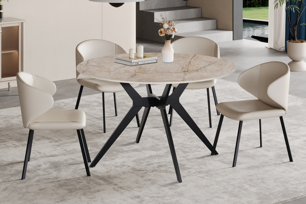 Table Apollo – Shakespeare beige brillant – Ronde Ø 120 cm