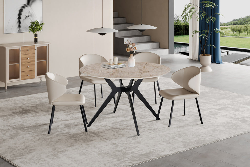 Table Apollo – Shakespeare beige brillant – Ronde Ø 120 cm