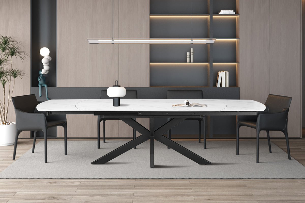 Table extensible Ares – ovale danoise pierre blanc – 160/240 cm