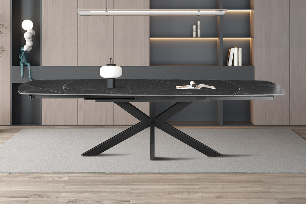 Table extensible Ares – ovale danoise pierre noir – 160/240 cm