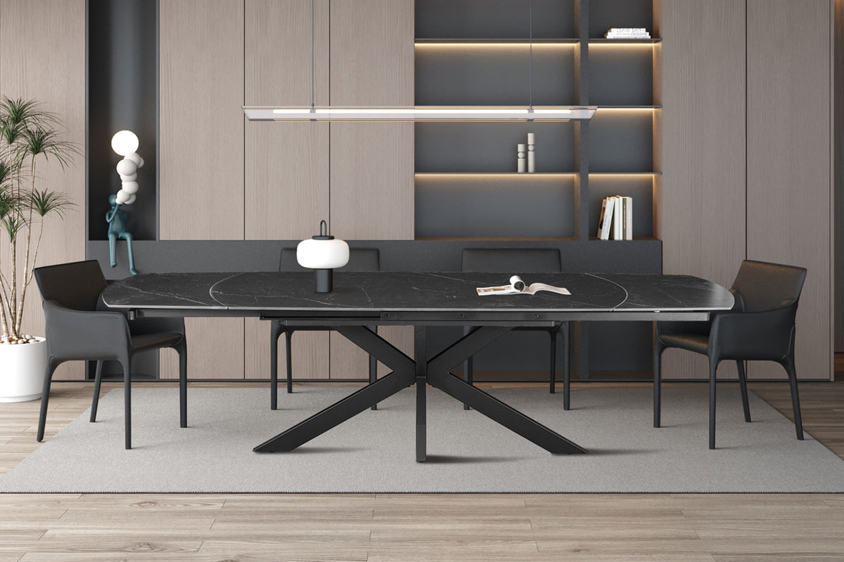 Table extensible Ares – ovale danoise pierre noir – 160/240 cm