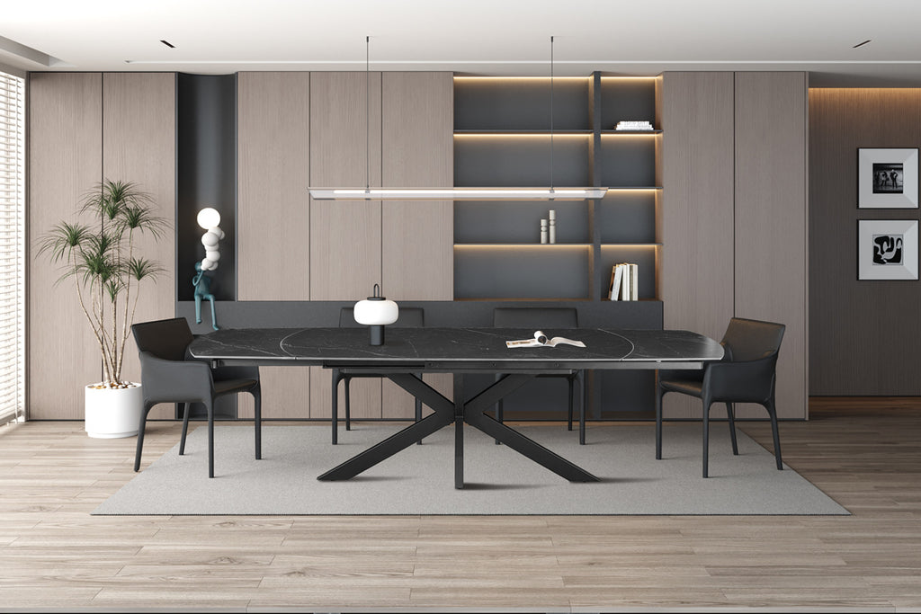 Table extensible Ares – ovale danoise pierre noir – 160/240 cm