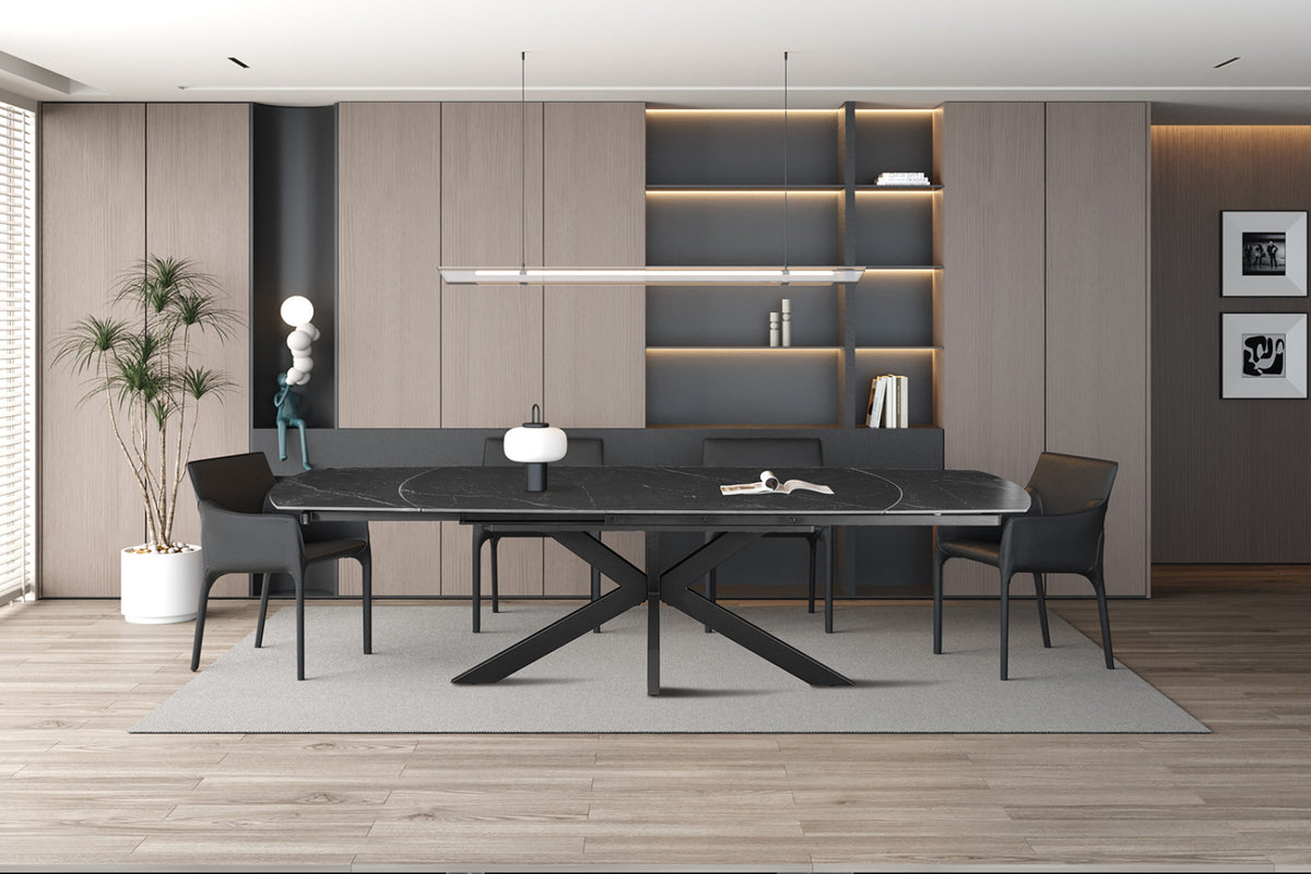 Table extensible Ares – ovale danoise pierre noir – 160/240 cm