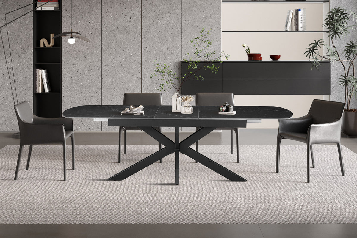 Table extensible Hestia – ovale danoise pierre noir – 180/220 cm