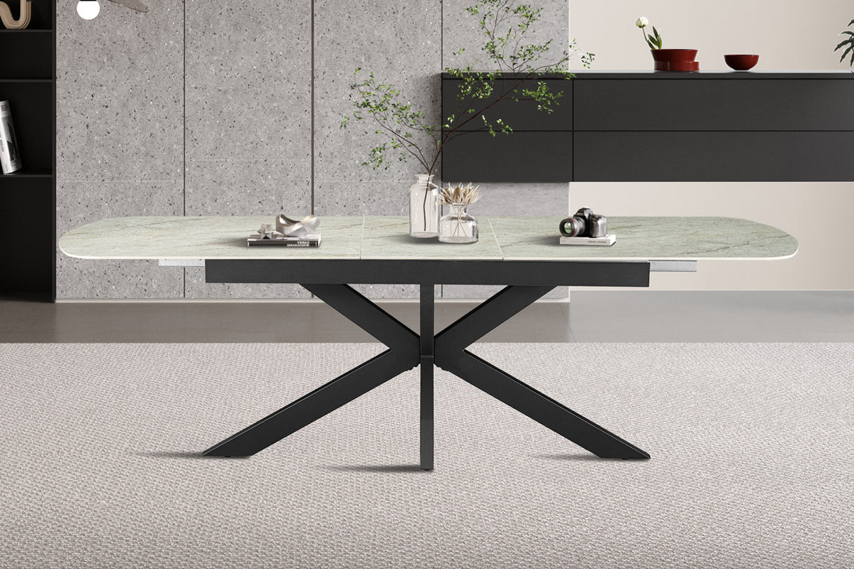 Table extensible Hestia – ovale danoise brillant beige – 180/220 cm