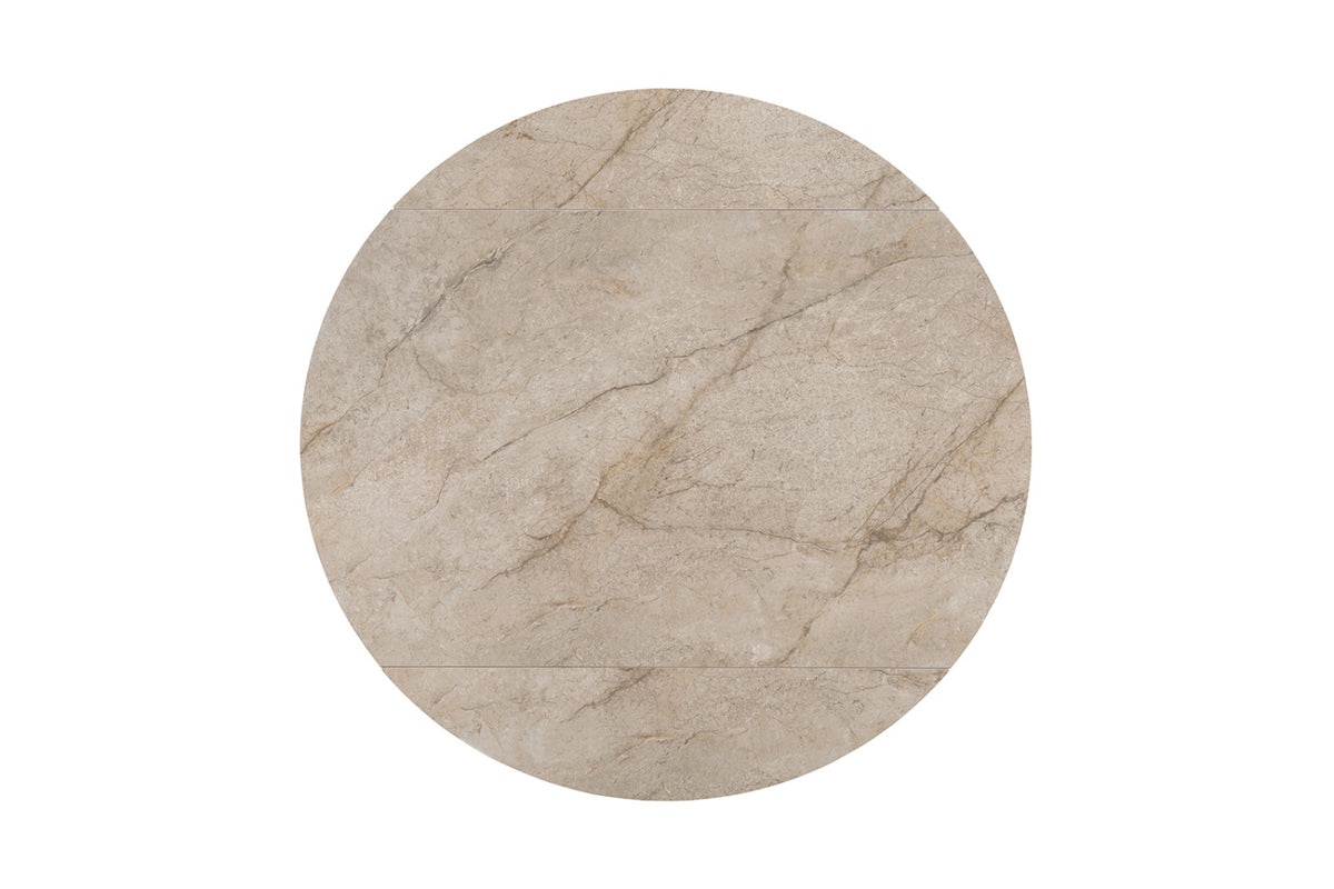 Table extensible Athena – ronde pierre shakspear beige – 140/140x90 cm