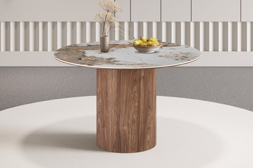 Table Evora – ronde pierre brillante pandora – 120 cm