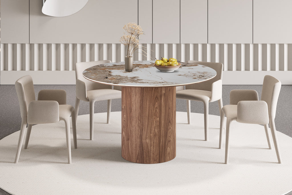 Table Evora – ronde pierre brillante pandora – 120 cm