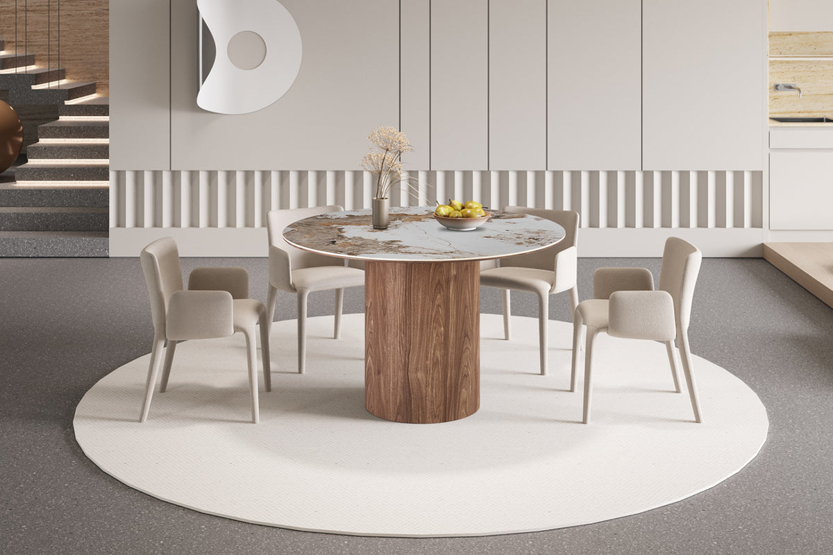 Table Evora – ronde pierre brillante pandora – 120 cm