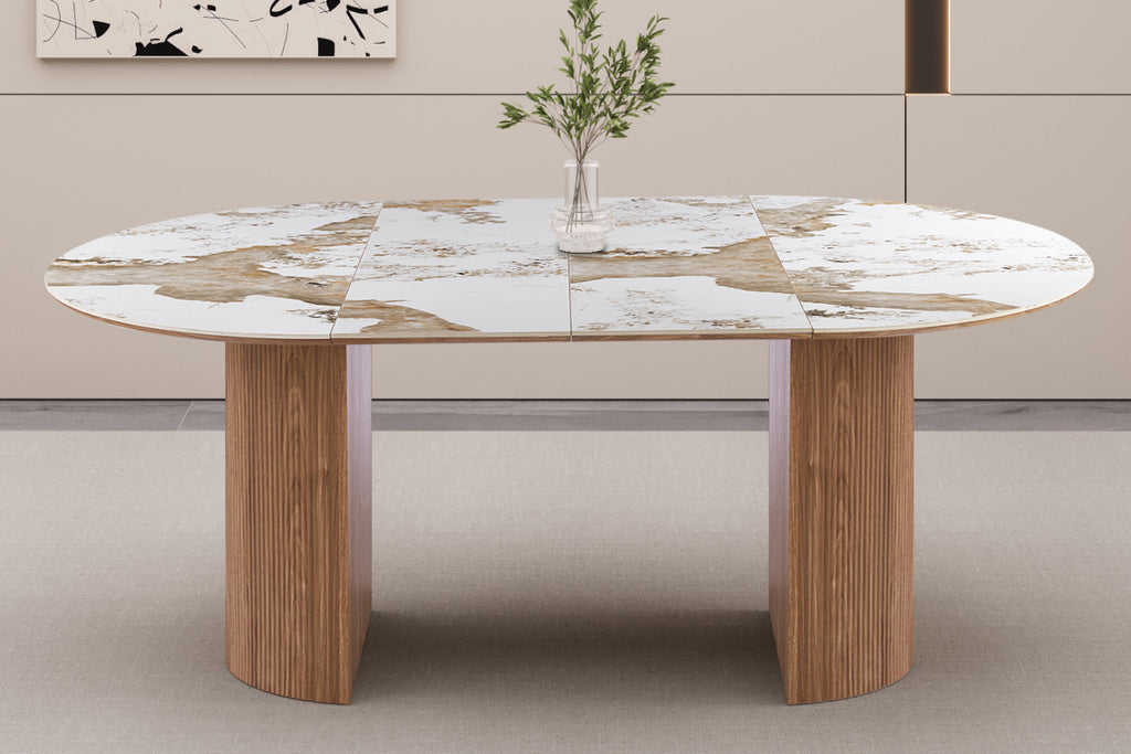 Table extens. Evora – 120, pierre brillante pandora – 160/200 cm