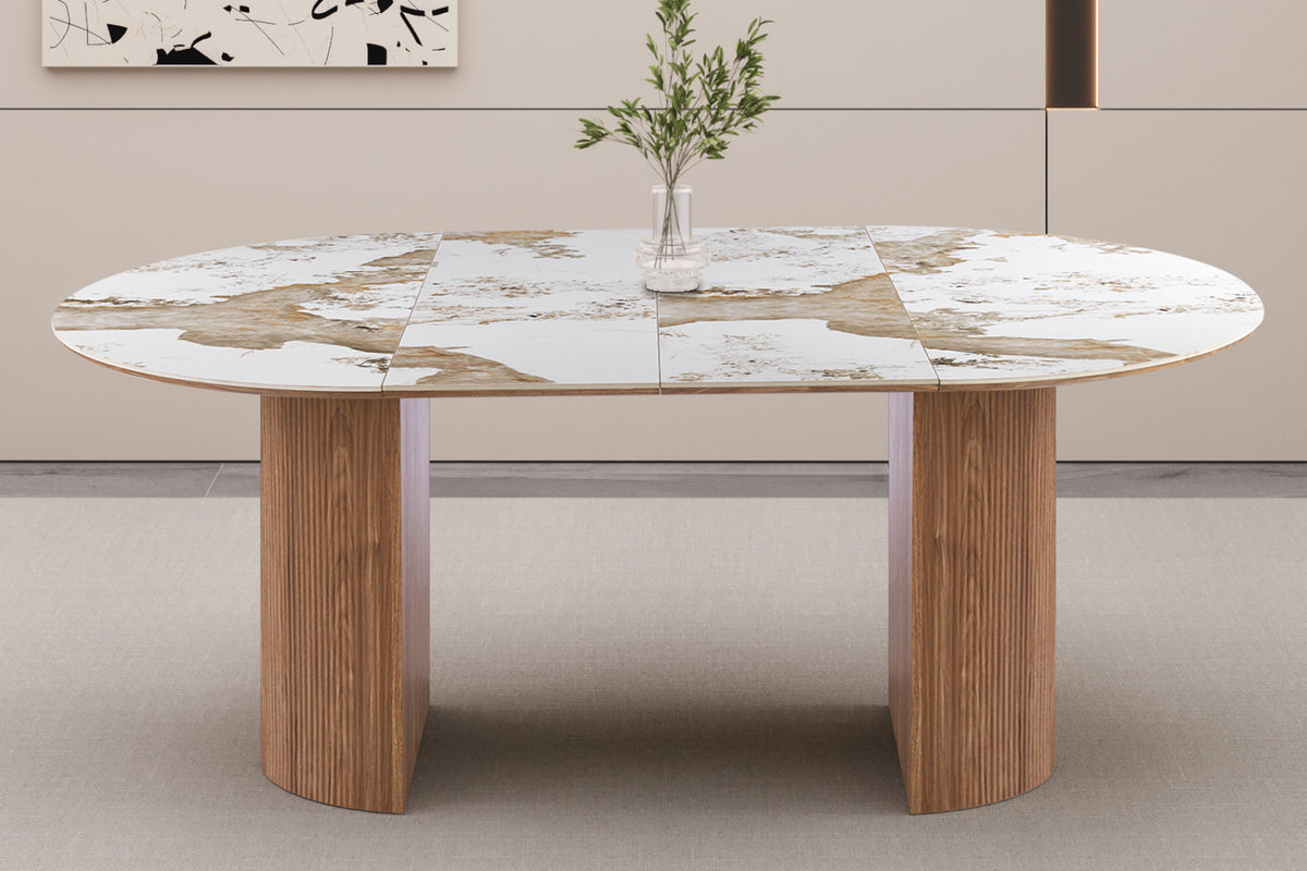 Table extens. Evora – 120, pierre brillante pandora – 160/200 cm