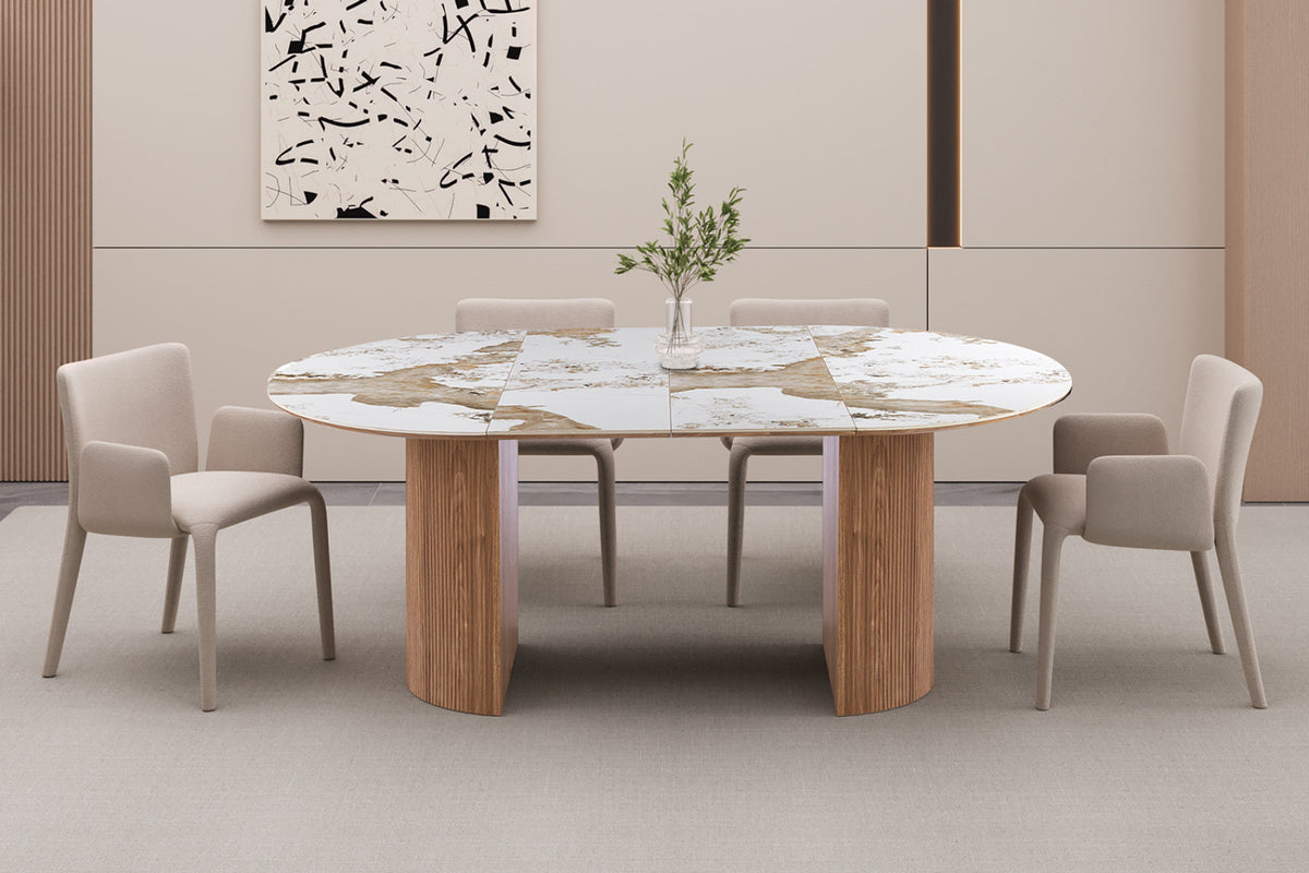 Table extens. Evora – 120, pierre brillante pandora – 160/200 cm