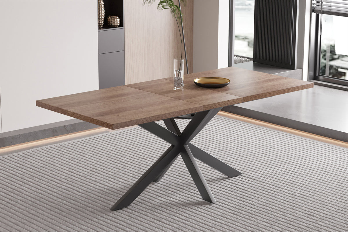 Table extensible Kos – décor brun foncé – 160/200 cm