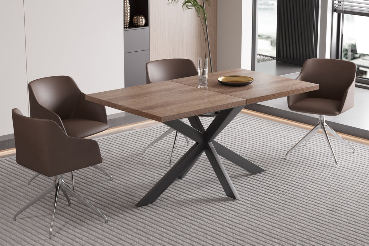 Table extensible Kos – décor brun foncé – 160/200 cm