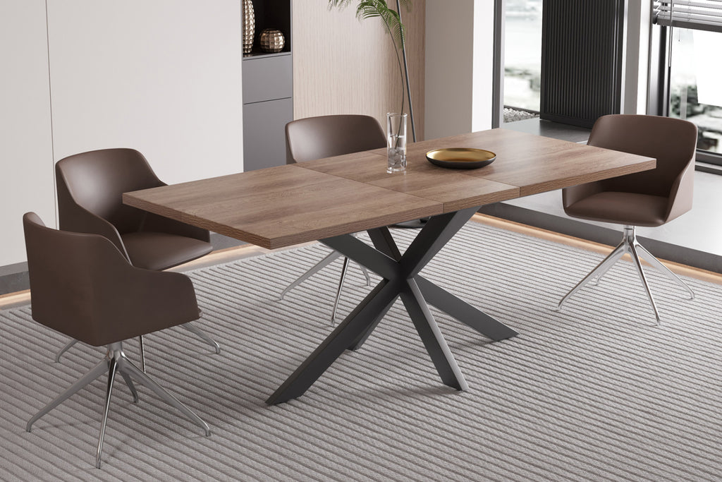 Table extensible Kos – décor brun foncé – 160/200 cm