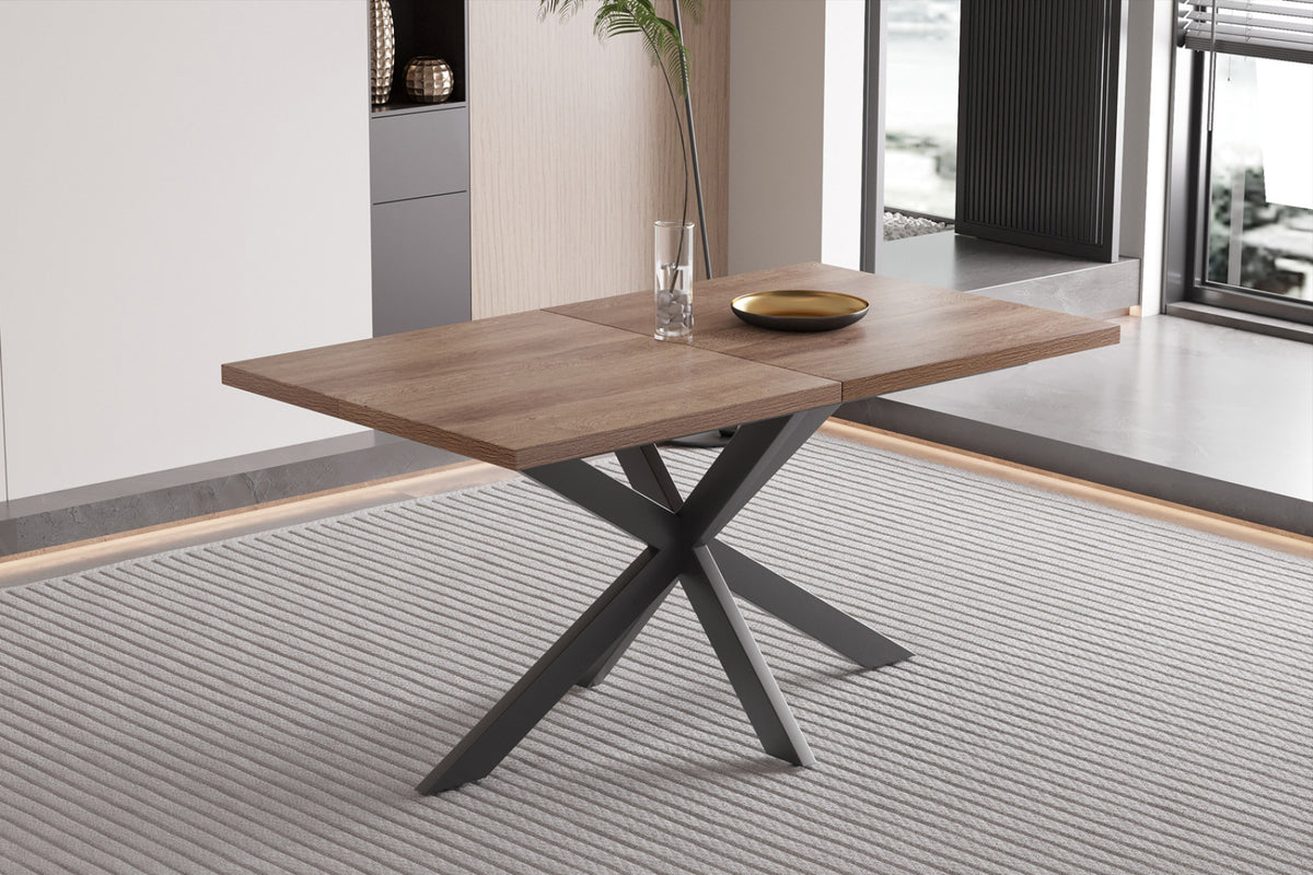 Table extensible Kos – décor brun foncé – 160/200 cm