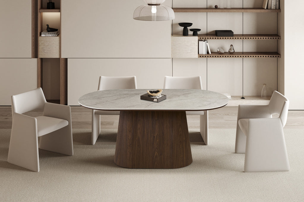 Table Vigo – Chêne foncé · Shakespeare beige