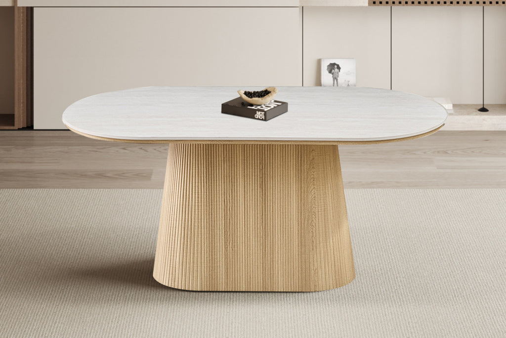 Table Vigo – ovale décor chêne naturel baroque gris – 180 cm