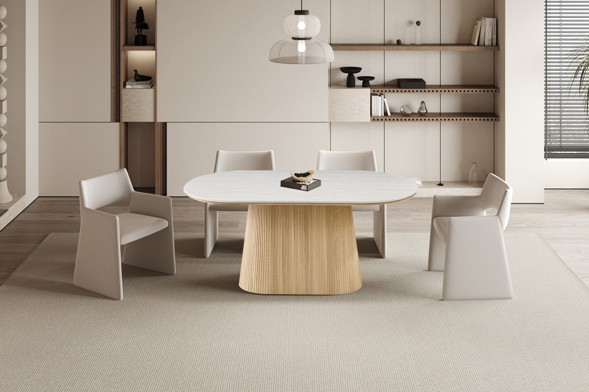 Table Vigo – ovale décor chêne naturel baroque gris – 180 cm