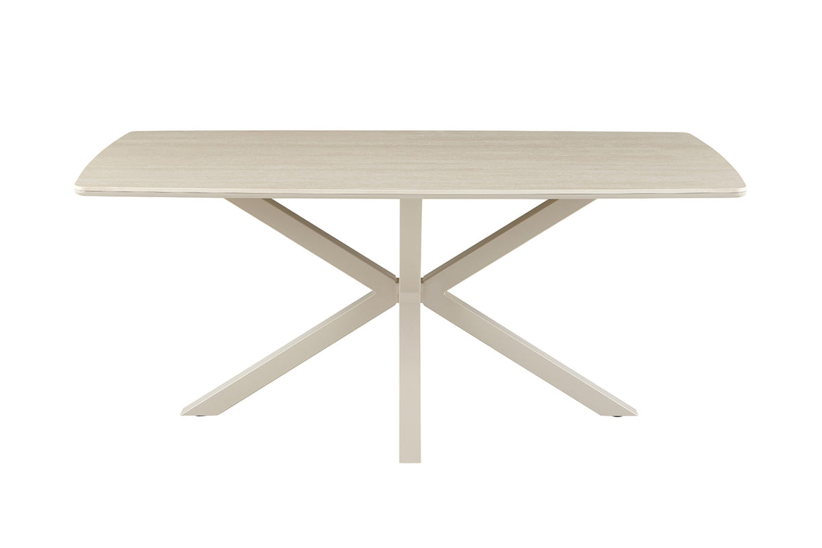 Table Noa – ovale danoise baroque beige, pied gris – 180x90 cm