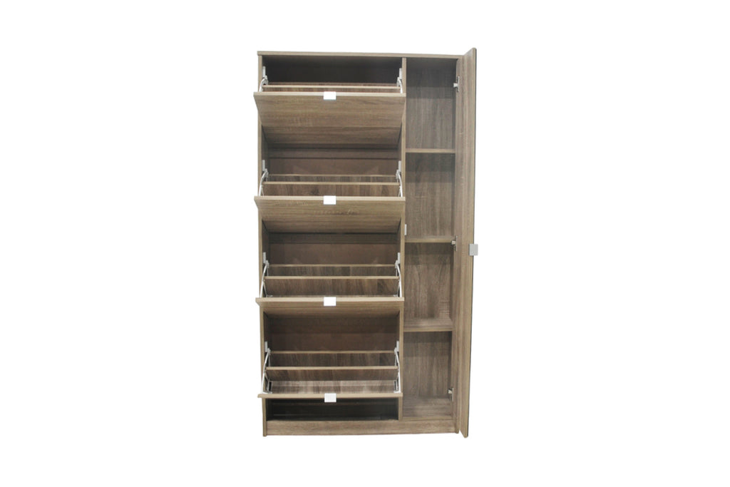 Meuble à chaussures Marcel – 4 tiroirs et 1 porte miroir décor sonoma