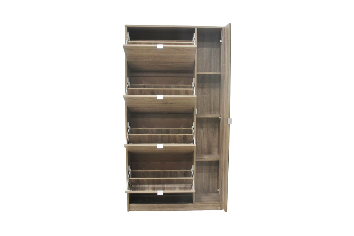 Meuble à chaussures Marcel – 4 tiroirs et 1 porte miroir décor sonoma