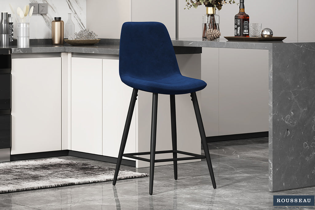 Lot de 2 chaises de comptoir Boy – Bleu foncé