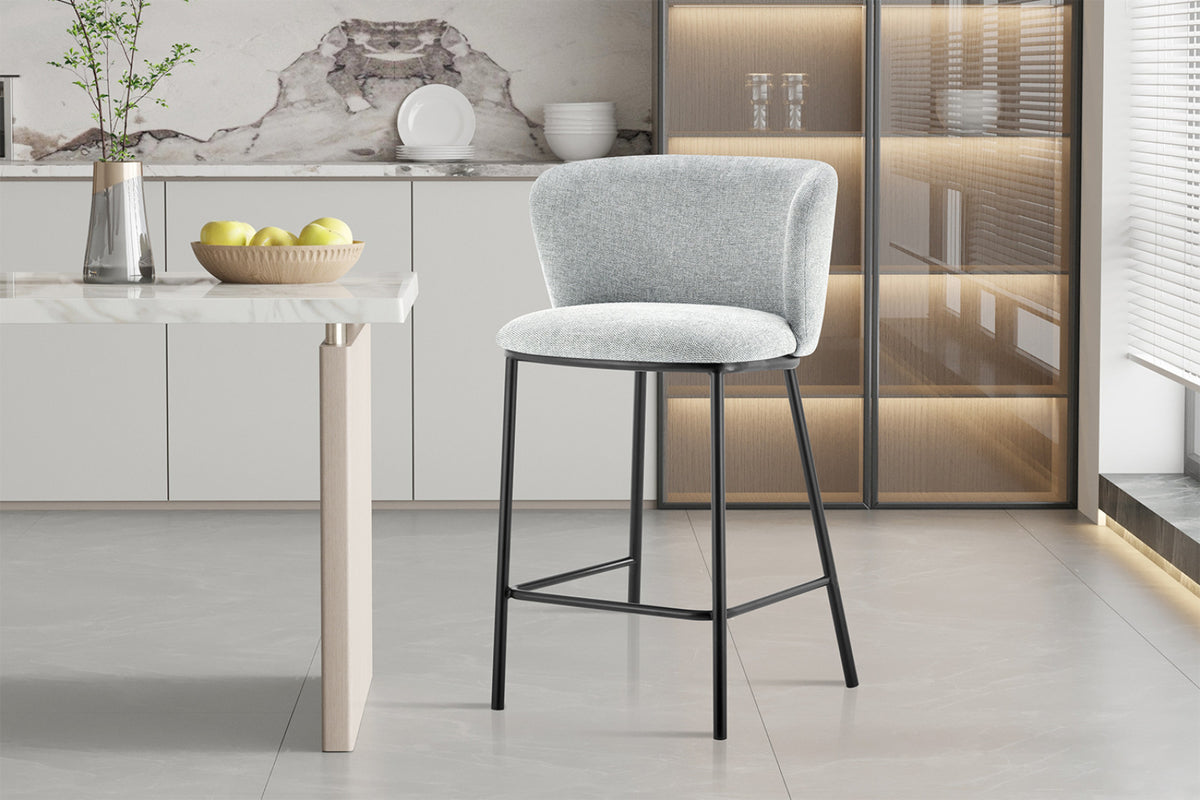 Chaise de comptoir Arthur – Gris clair – vue 3