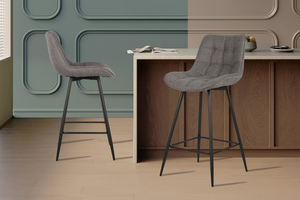 Chaise de comptoir Ariba – tissu gris