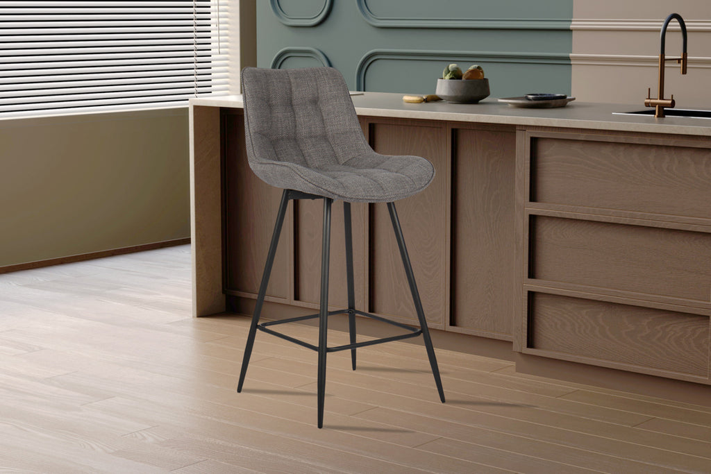 Chaise de comptoir Ariba – tissu gris
