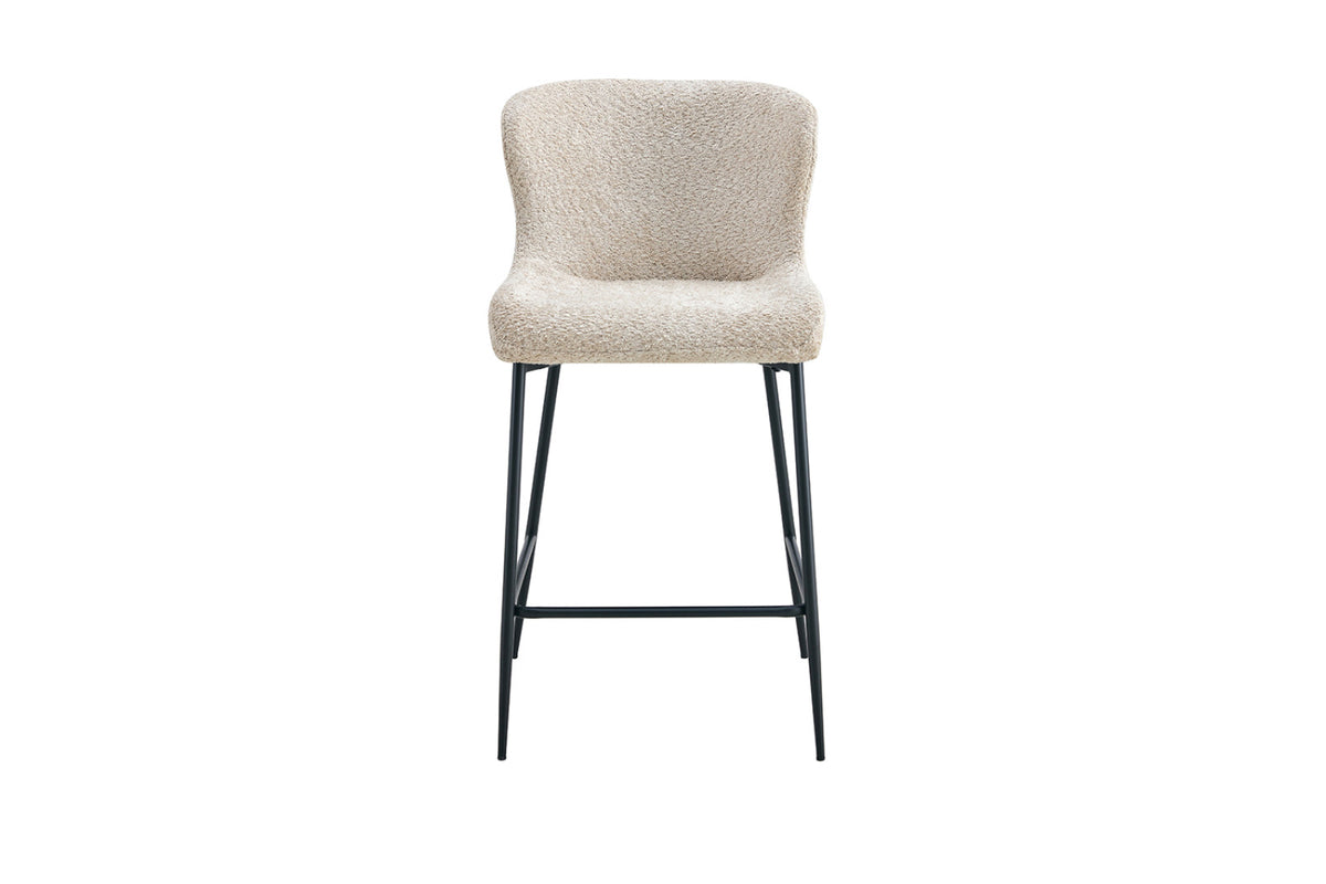 Chaise de comptoir Lisa – bouclé beige