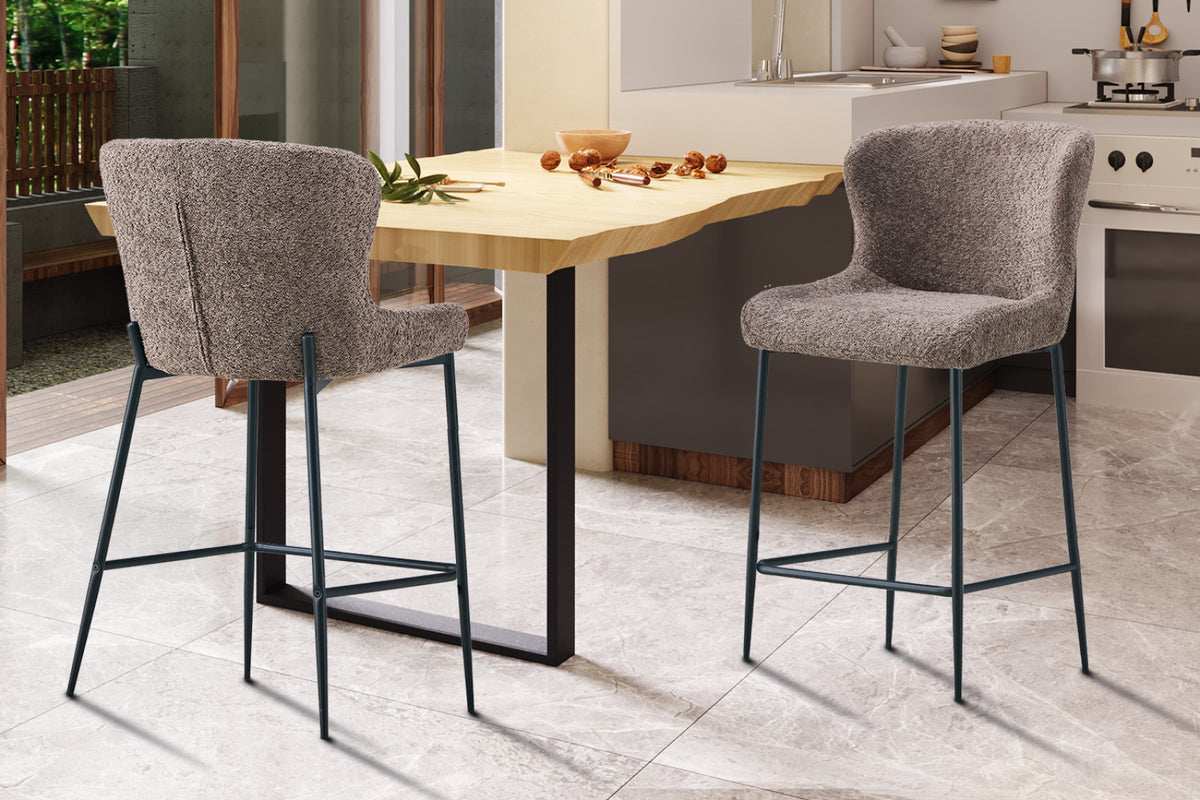 Chaise de comptoir Lisa – bouclé sable