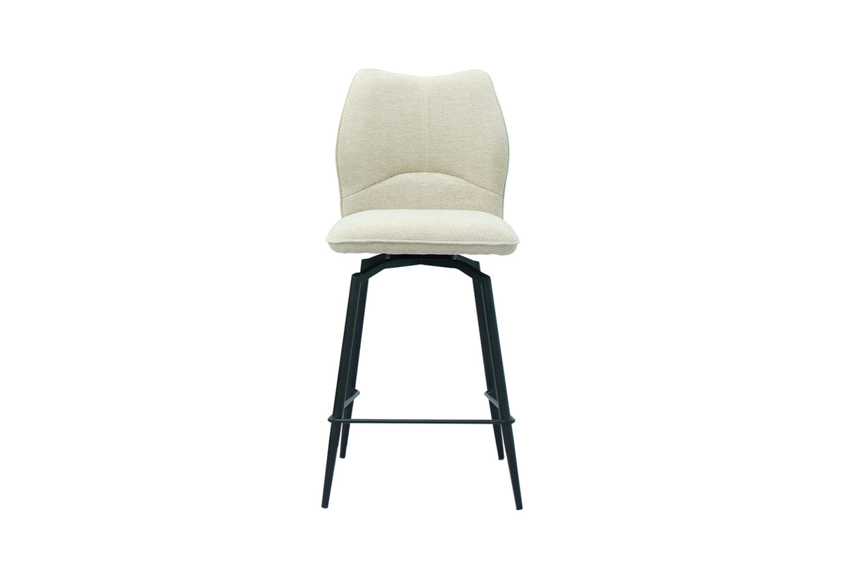 Chaise de comptoir Lara – tissu pivotant ecru