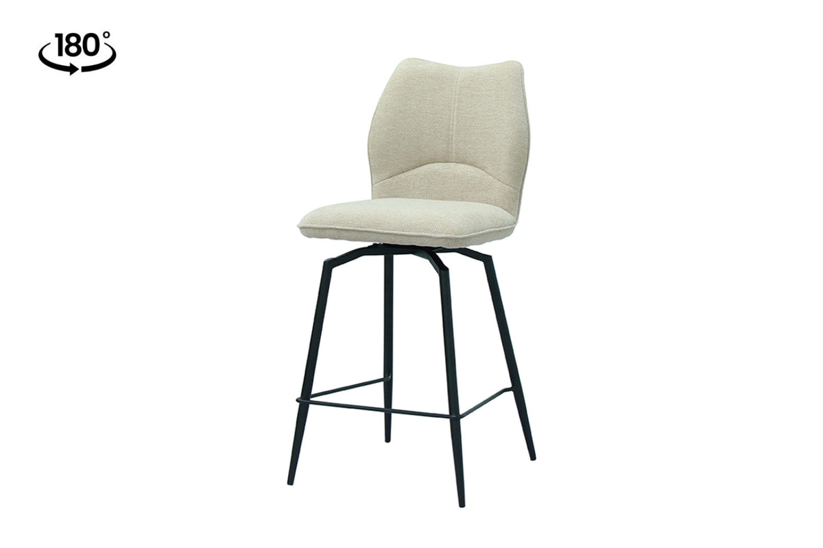 Chaise de comptoir Lara – tissu pivotant ecru