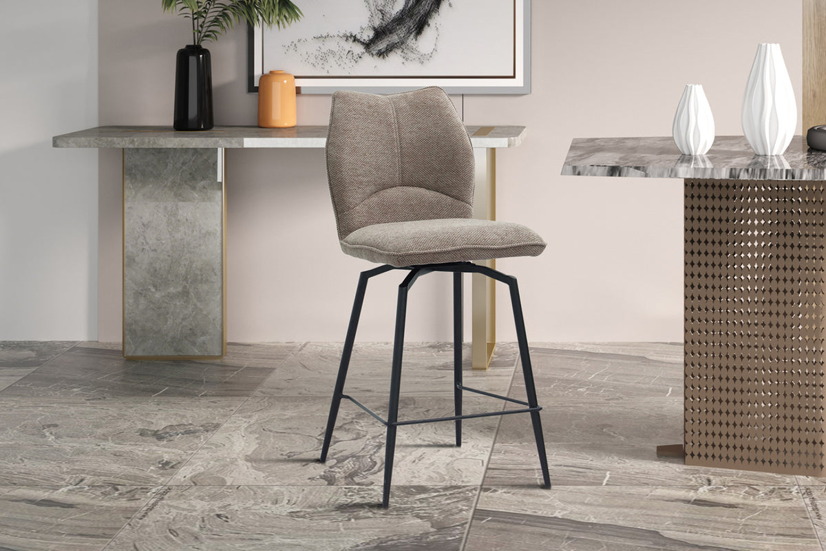 Lot de 2 chaises de comptoir pivotantes Lara – Sable