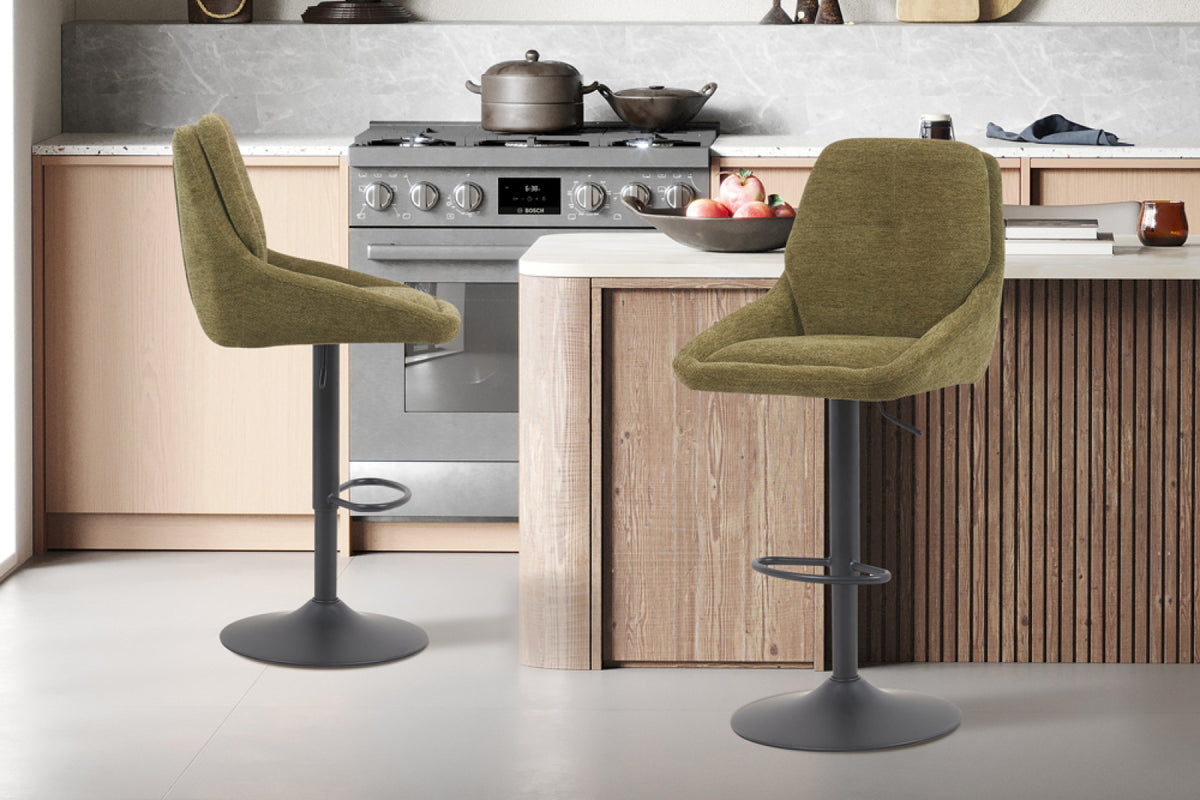 Chaise de bar Sabine – tissu pivotant vert